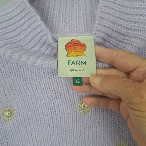 Farm Rio Mirror Embroidered Sweater in Soft Lilac Size XS - Picture 8 of 10